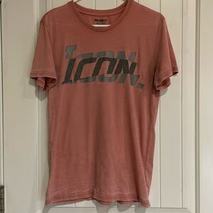 William Rast pale pink washed look tshirt with ICON design in gray